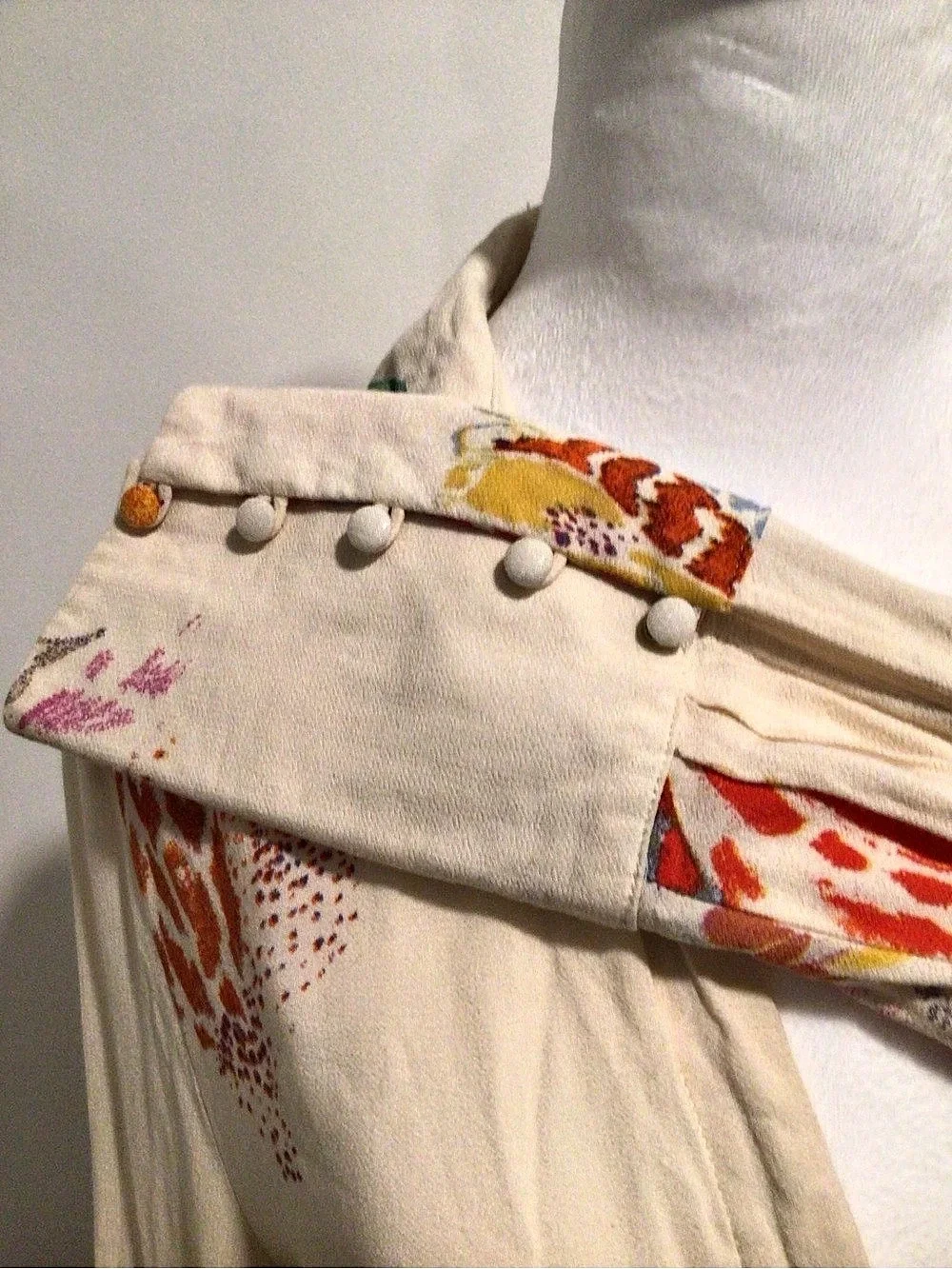Free People Floral Midi Dress Cream & Earthtone Colors. Size Medium